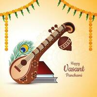 Happy vasant panchami celebration card background vector