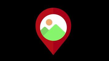 Posizione carta geografica perno GPS pointer marcatori destinazione animazione con alfa canale. video
