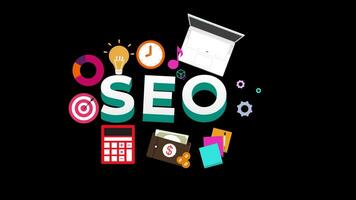 SEO, search engine optimization, website boost SEO ranking Concept, search result, digital marketing, web traffic analytics with Alpha Channel. video