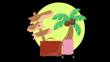 summer travel animation vacations Tourism concept essential items for journey with Alpha Channel. video