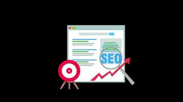 SEO, search engine optimization, website boost SEO ranking Concept, search result, digital marketing, web traffic analytics with Alpha Channel. video