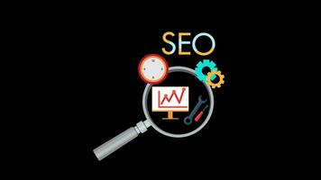 SEO, search engine optimization, website boost SEO ranking Concept, search result, digital marketing, web traffic analytics with Alpha Channel. video