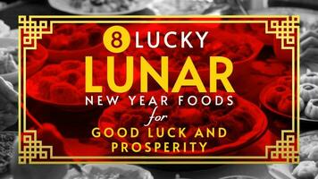 8 Lucky Lunar New Year Foods for Youtube Thumbnail template