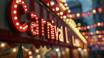 AI generated Carnival label with lights in portuguese 3d render realistic photo