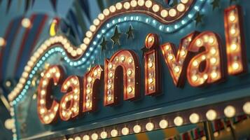 AI generated Carnival label with lights in portuguese 3d render realistic photo