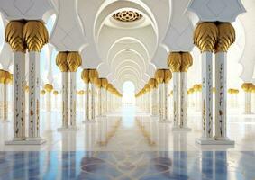 AI generated Archways in the middle of mosque in abu dhabi photo