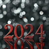 AI generated New year background with the numbers 2024  in white black combination bokeh background photo