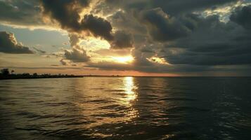 AI generated Overcast sky at sunset over Mobile Bay photo