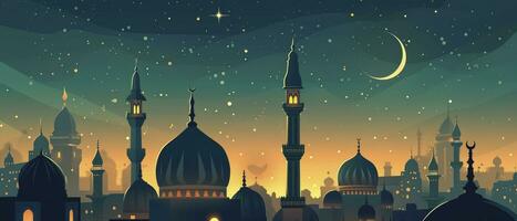 AI generated Flat design Ramadan Kareem background. photo