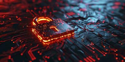 AI generated Concept of cybersecurity and data protection. 3D rendering. photo