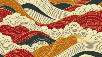 AI generated Traditional japanese style simple line waves background. photo