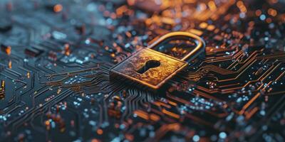 AI generated Concept of cybersecurity and data protection. 3D rendering. photo