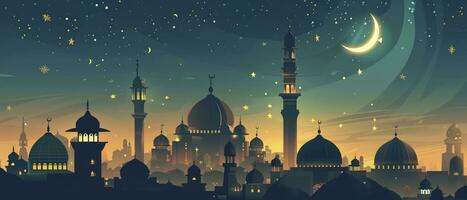 AI generated Flat design Ramadan Kareem background. photo