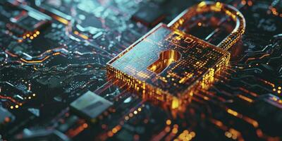 AI generated Concept of cybersecurity and data protection. 3D rendering. photo