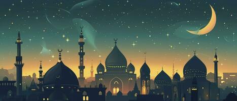 AI generated Flat design Ramadan Kareem background. photo
