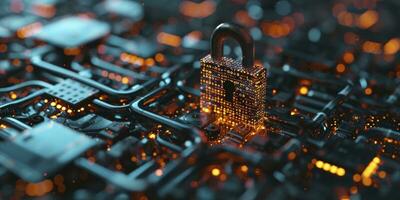 AI generated Concept of cybersecurity and data protection. 3D rendering. photo