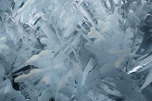 AI generated Abstract ice textures on car window in winter. Frosted Glass and Ice. A Textured Look. backgrounds and textures concept. AI Generative photo