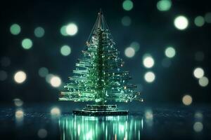 AI generated Christmas tree made with circuit board technology concept photo