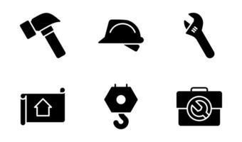 Construction Icon Design Template in Solid Style vector