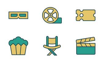 cine icono diseño modelo en lleno contorno estilo vector