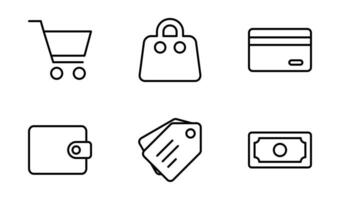 Shopping Icon Design Template in Outline Style vector