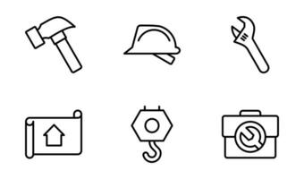 Construction Icon Design Template in Outline Style vector