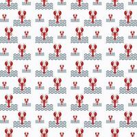 Lobster vector seamless repeating pattern illustration background