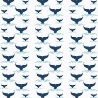 Whale tail vector seamless repeating pattern illustration background