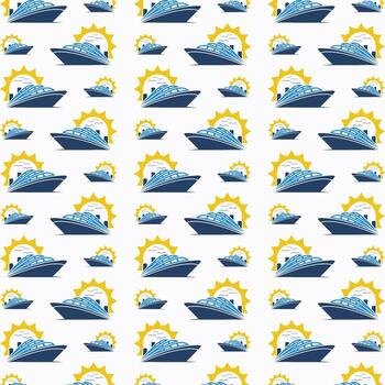 Cruise ship vector seamless repeating pattern illustration background