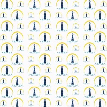 Lighthouse vector seamless repeating pattern illustration background