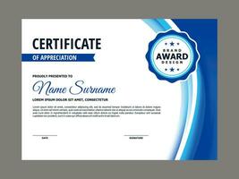 Certificate Template with Blue Wavy Element vector