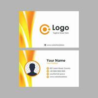 business card template with yellow orange abstract element vector