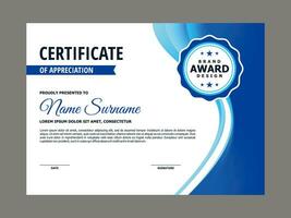 Certificate Template with Blue Wavy Element vector