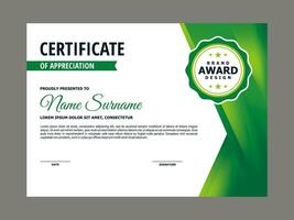 certificado modelo con verde resumen elemento vector