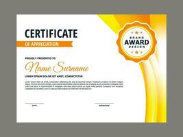 Certificate Template with Yellow Wavy Element vector