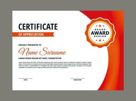 Certificate with Orange Curvy Background vector