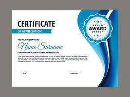 Certificate Template with Blue Wavy Element vector