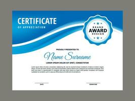 Certificate Template with Blue Wavy Element vector