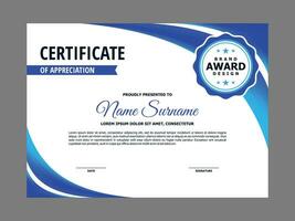 Certificate Template with Blue Curve Element vector