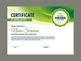 certificado modelo con Fresco verde ondulado elemento vector