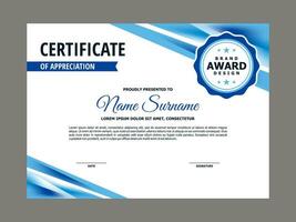 Certificate Template with Blue Abstract Element vector