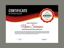 Certificate Template with Red Black Wavy Background vector