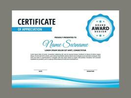 Certificate Template with Blue Wavy Element vector