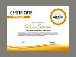 Certificate Template with Yellow Wavy Element vector