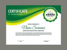 Certificate Template with Fresh Green Wavy Element vector