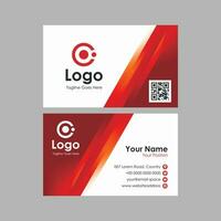 business card template with abstract red background vector