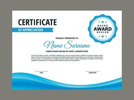 Certificate Template with Blue Wavy Element vector