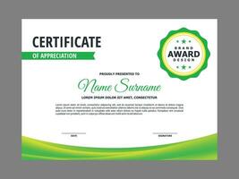 Certificate Template with Fresh Green Wavy Element vector