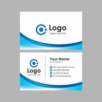 business card template with blue curvy background vector