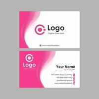 business card template with pink wavy background vector